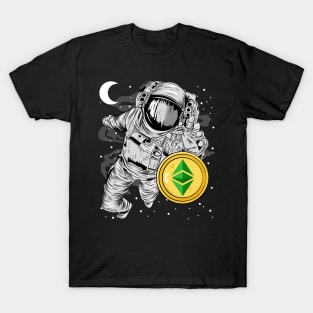 Astronaut Reaching Ethereum Classic Crypto ETH Coin To The Moon Crypto Token Cryptocurrency Wallet Birthday Gift For Men Women Kids T-Shirt